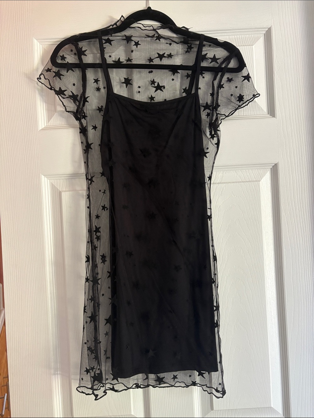 superdown Black Star Mesh Overlay Dress
